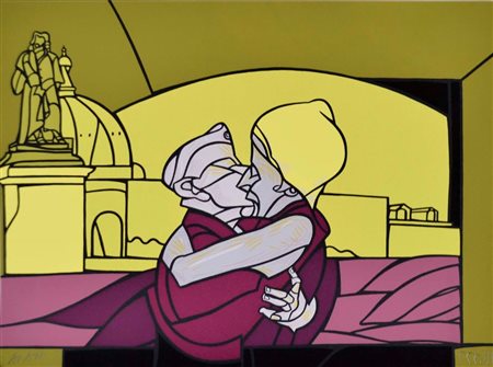 ADAMI VALERIO Bologna 1935 Il bacio litografia es. 905/999 35x47 firma in...