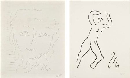 GUIDI VIRGILIO Roma 1892 - Venezia 1984 Volto - Figura lotto di 2 acqueforti...