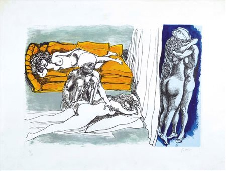 GUTTUSO RENATO Bagheria 1912 - Roma 1987 Il Serraglio di Fatmè acquaforte...