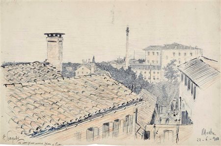 SCARPELLI FILIPPO Napoli 1970 - Roma 1933 Paesaggio 1910 tecnica mista su...