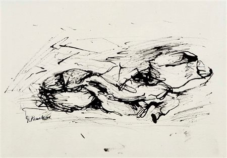 PANCHERI GINO Trento 1905 - 1943 Natura morta con cappello disegno a china su...