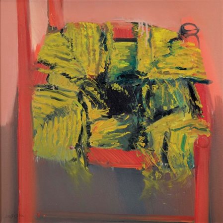 ANONIMO senza titolo olio su tela 55x55 firma non decifrabile in basso a...