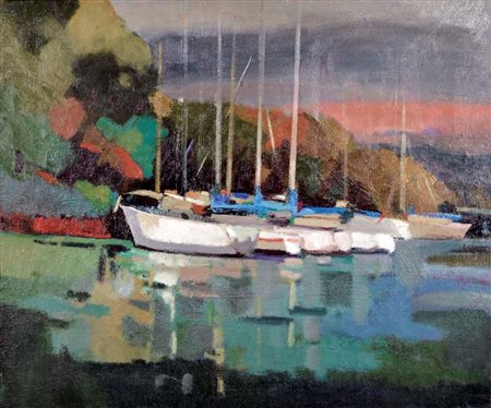 CREMASCHI ZACCARIA Bergamo 1949 Bocca di Magra 2003 olio su tela 50x60 firma...