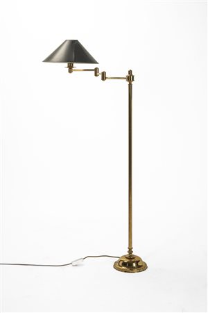 Lampada da terra in ottone con braccio estensibile