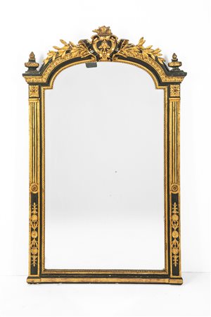 Specchiera in legno ebanizzato e dorato, secolo XIX.