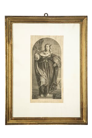 A. Viviani, da Palma il Vecchio. Incisione raffigurante Santa Barbara