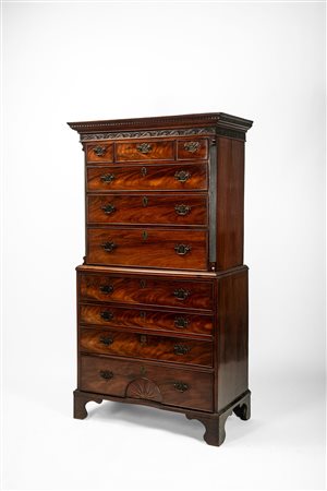 Tallboy-chest on chest Giorgio III in mogano