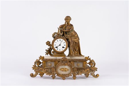 Pendola in bronzo dorato e alabastro, fine secolo XIX
