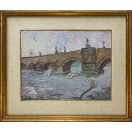 Elio Romano (Trapani 1909 - Catania 1996)  - Ponte Carlo a Praga, 20° secolo