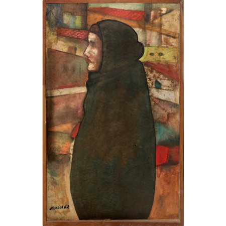 Angelo Nona (Favara 1937 - Catania 1975)  - Profilo di donna, 1962