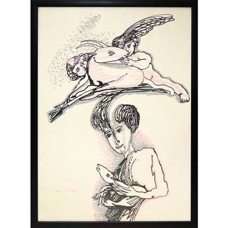 Remo Brindisi (Roma 1918 - Lido di Spina  1996)  - Senza titolo - Pastorale, 1971