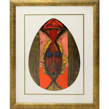 Bruno Ceccobelli (Monte Castello di Vibio 02/09/1952)  - Senza Titolo, Volti, 1992