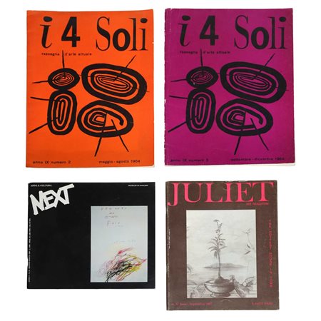 N. 4 Riviste D'Arte - I 4 Soli (Anno IX n. 2 mag.- ago. 1964); I 4 Soli (Anno IX n. 3 sett.- dic. 1964); Juliet art magazine (n.32 June -Sept. 1987); Next. Arte e cultura (Anno V - n.14 giu.-ago. 1989)