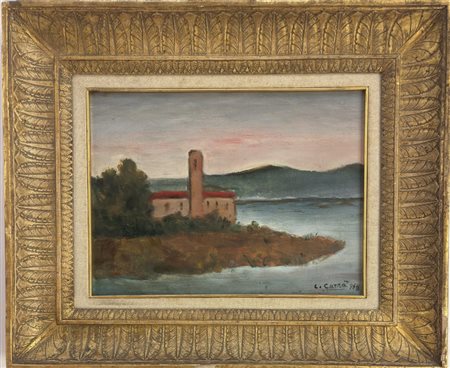 Carlo Carra', Quargnento (AL) 1881 - 1966, Castello sul lago