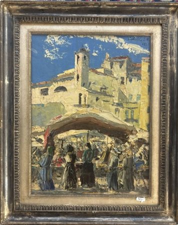 Vittorio Petrella Bologna 1886 - 1951 Mercato a Sanremo