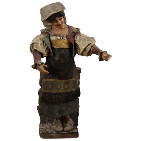 Produzione Goldsheider "Popolana" Grande scultura in terracotta dipinta....