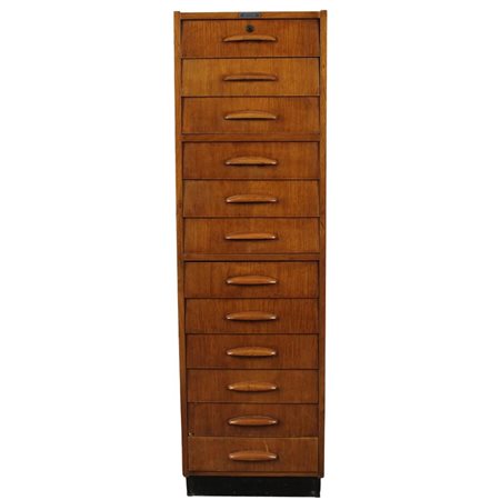 Cassettiera da ufficio Legno con dodici cassetti. Marcata Saffa Milano. Cm...