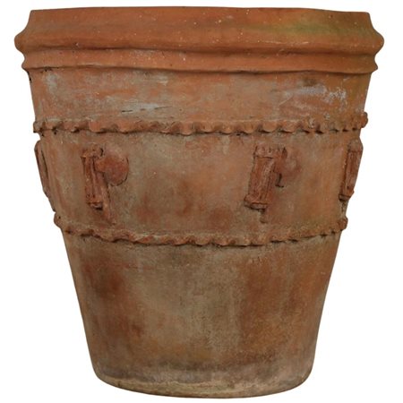 Vaso Terracotta con fasci littori. Cm 49x49