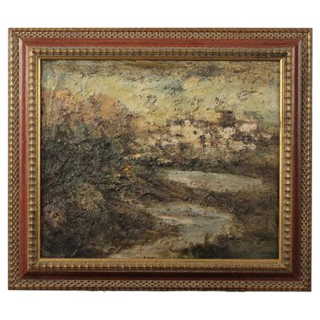 Matteo Puccio (1933) "Paesaggio" Dipinto ad olio su tela in cornice. Opera...