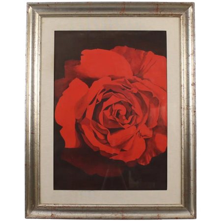 Mario Bardi (1922/1998) "Rosa rossa" Tempera su carta in cornice. Sul retro...