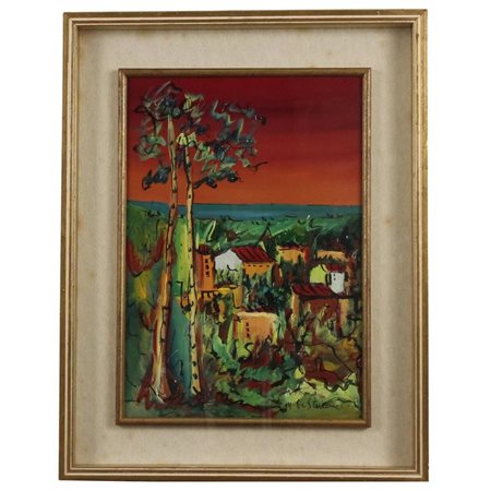 Margherita De Simone (1932/1990) "Paesaggio siciliano" Acrilico. Cm 35x50
