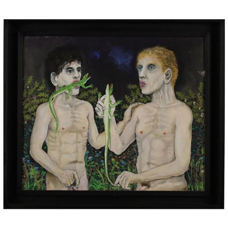 Bruno Caruso (1927/2018) "Omaggio a Caravaggio" Dipinto ad olio su tela in...