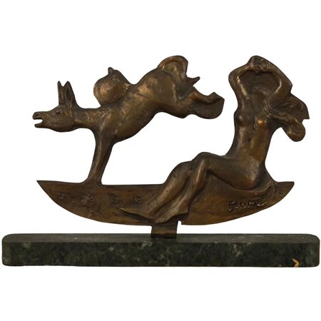 Salvatore Fiume (1915/1997) (attr.) "Mulo e figura femminile" Scultura in...