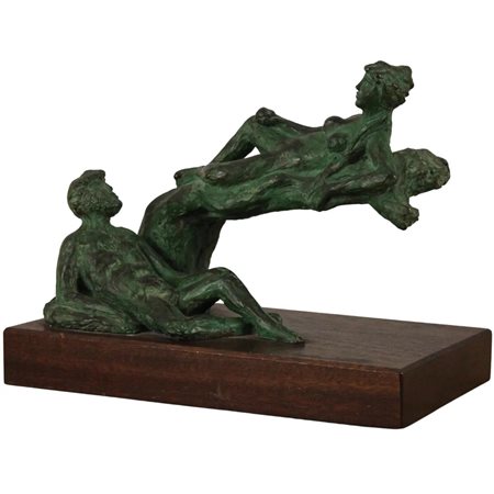 Salvatore Fiume (1915/1997) "Adamo ed Eva" Scultura in bronzo con la tecnica...