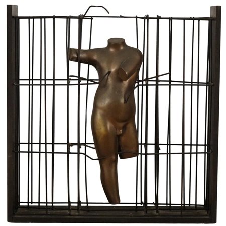 Raimondo Rimondi (1922/2007) "Scultura in gabbia" Bronzo. Esemplare 52/100....