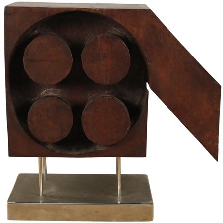 Yasuo Fuke (1929) "Senza titolo" Scultura in legno e metallo. Firma scolpita...