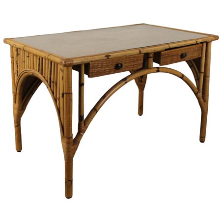Scrittoio Bamboo e rattan. Secolo XX. Cm 120x72x78