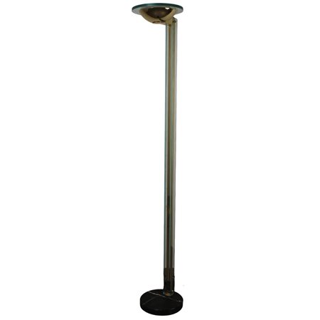 Piantana Ottone e cristallo. Base in marmo nero venato. Secolo XX. Cm h 190