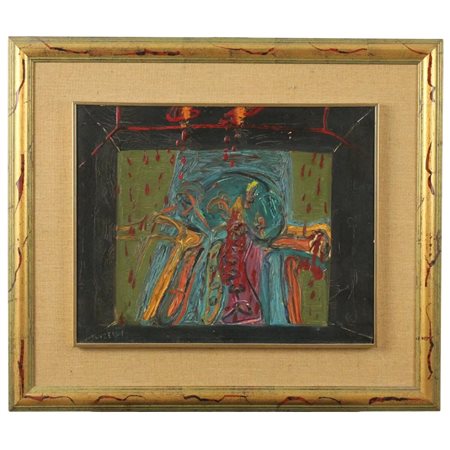 Bruno Donzelli (1941) "Astratto" Dipinto ad olio su tela. Datato settembre...