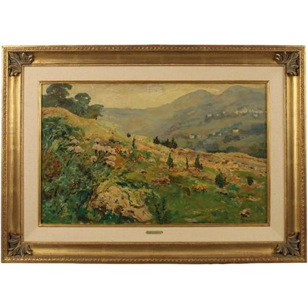 Carlo Aimetti (1901/1980) "Paesaggio di montagna" Dipinto ad olio su tavola...