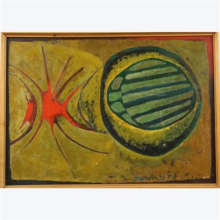 Gigi Martorelli (1936/2015) "Astratto" Dipinto ad olio su tela (danni). Cm 50x70