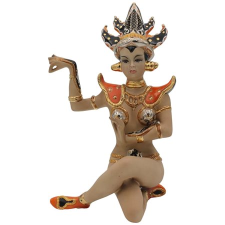 Danzatrice Thailandese Scultura in porcellana policroma. Marcata Ars Pulchra...