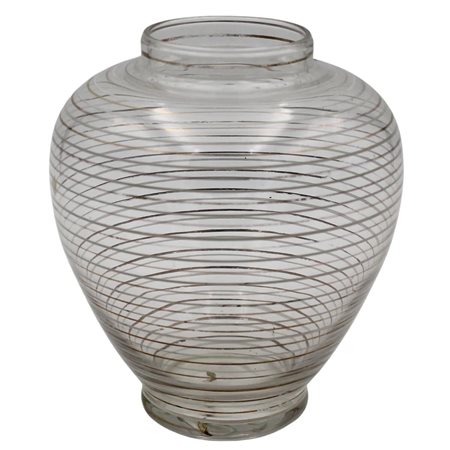 Vaso Vetro soffiato con decoro concentrico. Possibile Murano. Secolo XX. Cm h 21