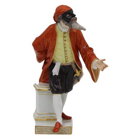 Pantalone con maschera Porcellana policroma. Meissen. Secolo XX. Cm h 17,5
