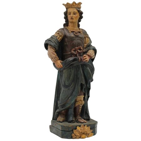 Scultore italiano del secolo XIX "Figura di Re Guerriero" Scultura in legno...