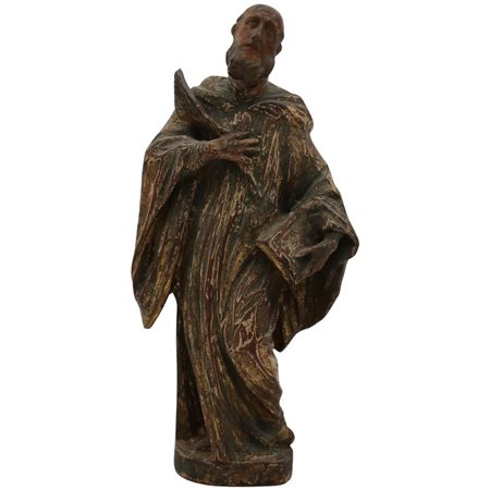 Scultore siciliano del secolo XVIII "Figura di santo" Legno scolpito e...
