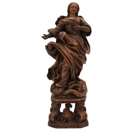 Scultore siciliano della fine del secolo XVIII "Madonna" Scultura in cirmolo...