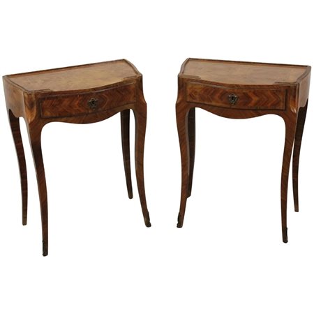 Coppia piccole consolle Ebano violetto con piano decorato a motivi...