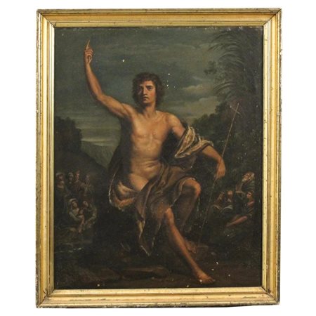 Scuola italiana del secolo XIX "San Giovanni" Dipinto ad olio su tela in...