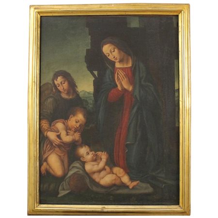 Copia da scuola fiorentina del Rinascimento "Madonna con Bambino, San...