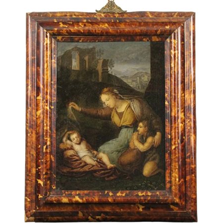 Scuola italiana del secolo XVIII "Madonna con Bambino e San Giovannino"...