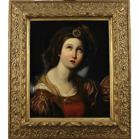 Pittura degli inizi secolo XIX seguace del Domenichino "Volto di Santa...
