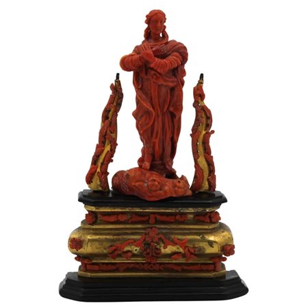 Andrea Tipa (1725/1766) (attr.) "Madonna con cherubino" Piccola statua in...