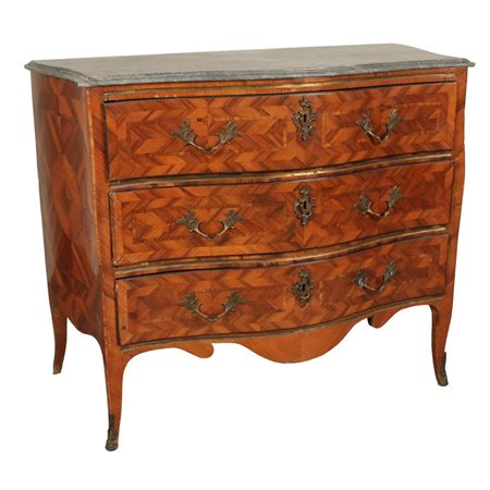 Cassettone a tre cassetti Palissandro e legno rosa con maniglie in bronzo...