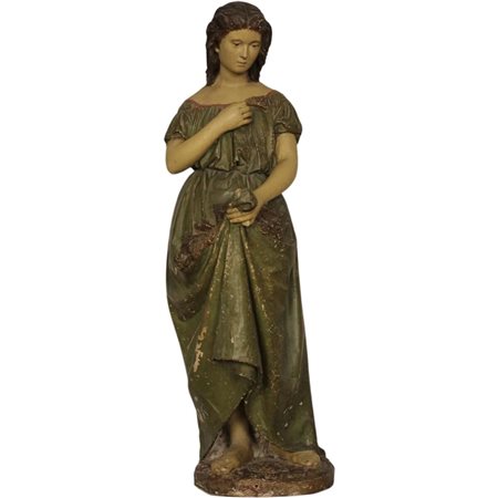 Artista siciliano del secolo XIX "Figura di ragazza" Grande scultura in gesso...