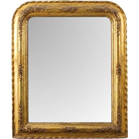 Specchiera a pagnotta Legno scolpito e decorato a motivi floreali e...